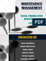 Maintenance Management: Total Productive Maintenance (TPM)