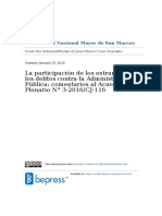 La Participación de Los Extranei en Los Delitos Contra La Administración Pública: Comentarios Al Acuerdo Plenario #3-2016/CJ-116