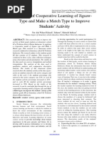 The Use of Cooperative Learning of Jigsaw-Type and Make A Match Type To Improve Students Activity