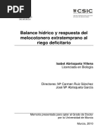 Balance Hídrico y Respuesta Del Melocotonero Extratemprano Al Riego Deficitario