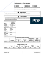 Amana Refrigerator Tech Sheet