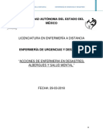 Acciones de Enfermeria en Desastres, Albergues y Salud Mental