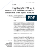 Oral Health Impact Profile (OHIP-14) and Its Association With Dental Treatment Needs of Adolescents in A Rural Nigerian Community