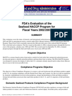 US FDA - CFSAN FDA's Evaluation of The Seafood HACCP Program For 2002 - 2003