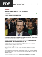 Facebook Privacy - MEPs To Press Zuckerberg