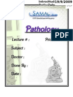 Pathology, Lecture 1: Introduction To Pathology (Tafree3'/notes)