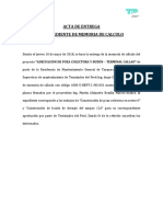 Acta de Entrega de Memoria de Calculo