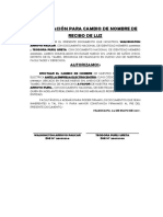 Autorización Recibo de Luz Cambio de Nombre Suministro