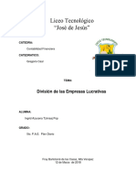 Clasificacion de Las Empresas Lucrativas