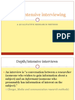 Depth/intensive Interviewing: A Qualitative Research Method