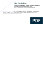 The Relationship Between Sleep and Work - A Meta-Analysis