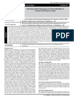 Working Capital Management and Profitability of Commercial Banks in India