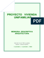 Memoria Descriptiva Proyecto Vivienda