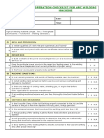 Welding Machine - Operation Checklist