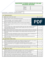 Welding Machine - Equipment Fitness Checklist