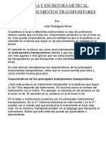 Lectura y Escritura Musical para Instrumentos Transpositores