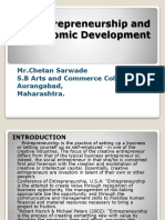 Entrepreneurship and Economic Development: MR - Chetan Sarwade S.B Arts and Commerce College, Aurangabad, Maharashtra