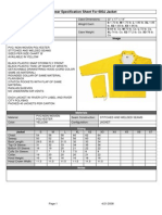 Rainwear Specification Sheet For 600J Jacket