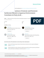 The Mixing Behaviour of Anionic and Nonionic Surfactant Blends in Aqueous Environment Correlates in Fatty Acid Ester Medium