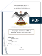 Ensayos para Determinar, Modulo de Elasticidad, Modulo de Corte y Coef, Poisson