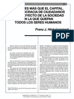 Franz Hinkelammert La Vida Es Más Que El Capital La Democracia de Ciudadanos y El Proyecto de Sociedad