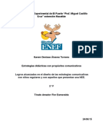 Ensayo. Logros Alcanzados en El Diseño de Las Estrategias Comunicativas Con Niños Regulares y Con Aquellos Que Presentan Una NEE.