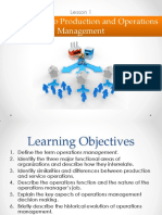 Introduction To Production and Operations Management: Lesson 1