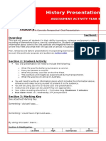 2018 Yr 4 History Oral Presentation Rubric