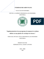 Implementación de Un Programa de Manejo de Residuos Sólidos en Una Planta de Reciclaje de Envases