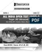 All India Open Test (Aiot) - 2: Target: JEE (Advanced) 2014