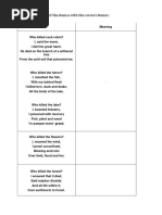 Paste The Meaning of The Stanza With The Correct Stanza