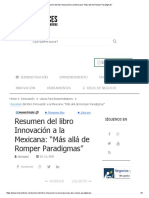 Resumen Del Libro Innovación A La Mexicana - Más Allá de Romper Paradigmas