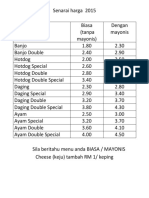 Senarai Harga 2015