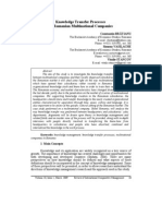 Knowledge Transfer Processes in Romanian Multinational Companies