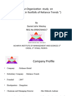 An Organization Study On ("Dropping in Footfalls of Reliance Trends ")