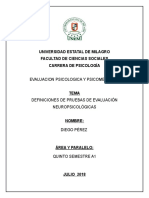 Definiciones de Pruebas de Evaluación Neuropsicológicas