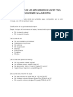 Clasificación de Los Generadores de Vapor y Sus Aplicaciones en La Industria