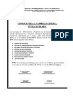 Convocatoria Asamblea 18 de Julio de 2018