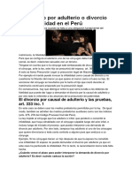 El Divorcio Por Adulterio o Divorcio Por Infidelidad en El Perú