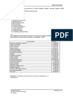 I - Identify The Following Accounts As A. Assets, Liabilities, Capital, Revenue, Expense, Other Income B. Debit or Credit C. Nominal or Real Account