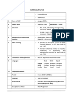 Curriculum Vitae: Period Employer Position Held