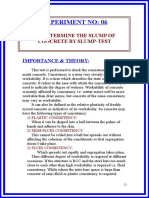 Experiment No: 06: To Determine The Slump of Concrete by Slump-Test