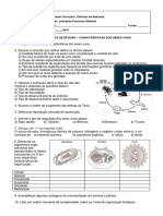 EXERCÍCIOS REFORÇO 7º Anos 2015 Características Dos Seres Vivos GABARITO