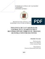 Influencia de Las Variables de Control en La Alimentación Y Recuperación de Cobre en El Proceso de Extracción Por Solventes