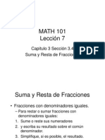 Suma y Resta de Fracciones Lección 7