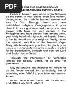 Prayer For The Beatification of Venerable Ignacia Del Espiritu Santo