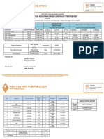 Oro Oxygen Corporation: Insulation Resistance and Continuity Test Report