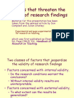 Threats To Internal and External Validity