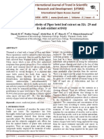 In Vitro Anti-Cancer Activity of Piper Betel Leaf Extract On HA - 29 and Its Anti-Oxidant Activity