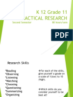 K 12 Grade 11 Practical Research: Second Semester 80 Hours/sem